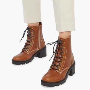 NWOT JustFab Brown Letty Lace-Up Combat Boot